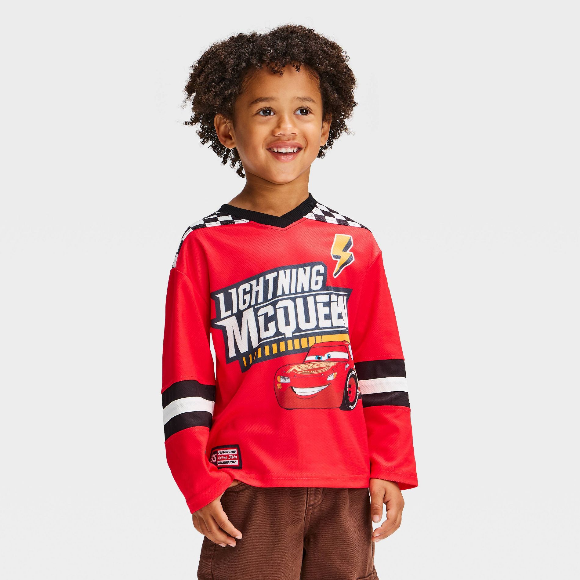 Toddler Boys' Lightning McQueen Cars Hockey Jersey - Red