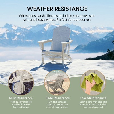 Sand HDPE Outdoor Folding Adirondack Chairs, Set of 2