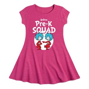 Girls' - Dr. Seuss - Pre-K Squad  Thing 1 and Thing 2 Fit & Flair Cap Sleeve Dress - 1 of 4