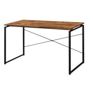 INFURNIC Writing Desk Industrial Desk with Faux Concrete Top and Silver Metal Sled Base Back Open for Office, Black Brown, 22"*47"*28" - 1 of 4