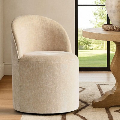 Modern Barrel Upholstered Dining Chair with Wheels Round Dining Room Chair Chenille Dining Chair for Kitchen,Dining Room -Tanpinhause