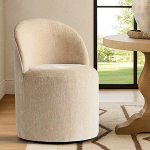 Modern Barrel Upholstered Dining Chair with Wheels Round Dining Room Chair Chenille Dining Chair for Kitchen,Dining Room -Tanpinhause - 1 of 4