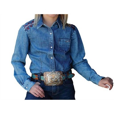 Girl Denim Snap Long Sleeve Western Shirt - Cruel Girl