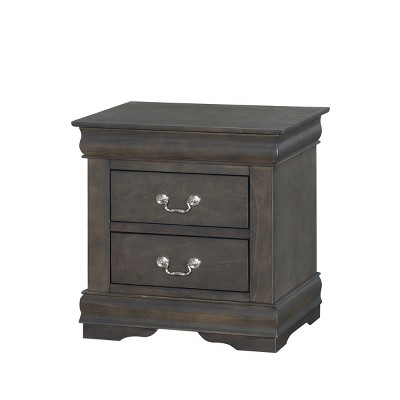 GlasFlength Nightstands Nightstand Modern Bedside Table Accent Bedside End Table with 2 Drawers for Bedroom Modern, Gray, 15"*21"*24"