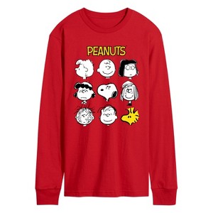 Men's - Peanuts - Many Faces Of Snoopy And Friends Long Sleeve Graphic T-Shirt - 1 of 3