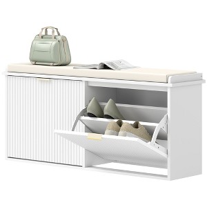 Aghana Digitals 529lb Capacity Entryway Shoe Storage Bench with Padded Removable Cushion, 2 - 1 of 4
