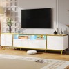 Modern TV Stand TV Console Media Console Entertainment Center with LED Lights, 2 Drawers, 2 Cabinets&2 Shelves, Gold+Black/White-ModernLuxe - 2 of 4