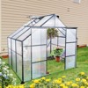 NicBex 8X6 FT Double Door Polycarbonate Greenhouse with Raised Base and Anchor Aluminum Heavy Duty Walk-in Greenhouses for Outdoor Backyard, Black - 2 of 4