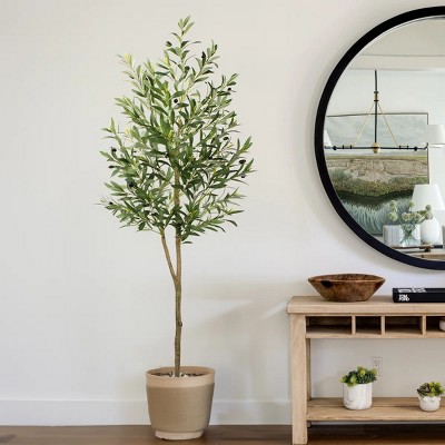 Boersma Oakpark Faux Olive Tree – Lifelike leaves and slender branches in a pot. Perfect for home décor with zero maintenance, year-round beauty.