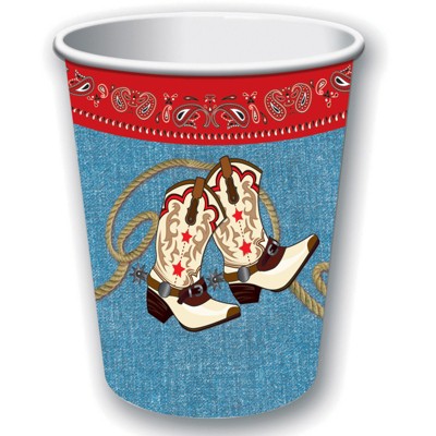 Birthday Express Western Cowboy Way Out West Decor 9 oz Paper Cup - 8 Pack