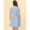 Allegra K Women's Fit and Flare Contrast Color Bowtie Neck Dress - 3 of 4