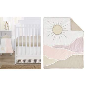 Sweet Jojo Designs Girl Baby Crib Bedding Set - Desert Sun Pink and Beige 4pc