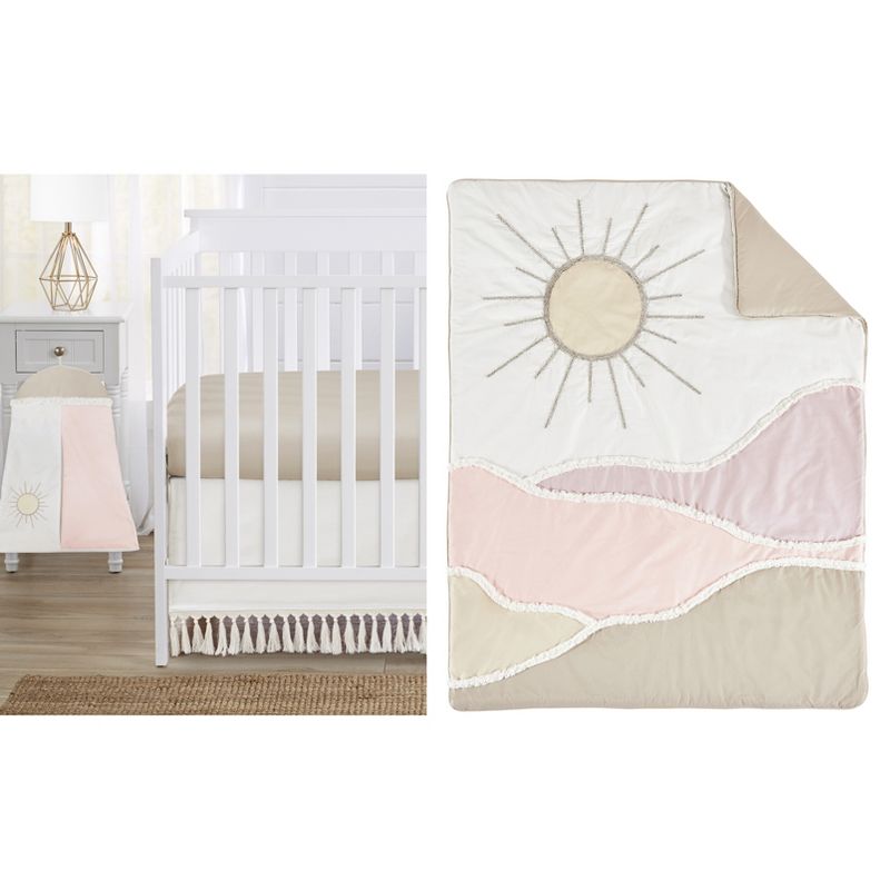 Sweet Jojo Designs Girl Baby Crib Bedding Set - Desert Sun Pink and Beige 4pc, 1 of 8