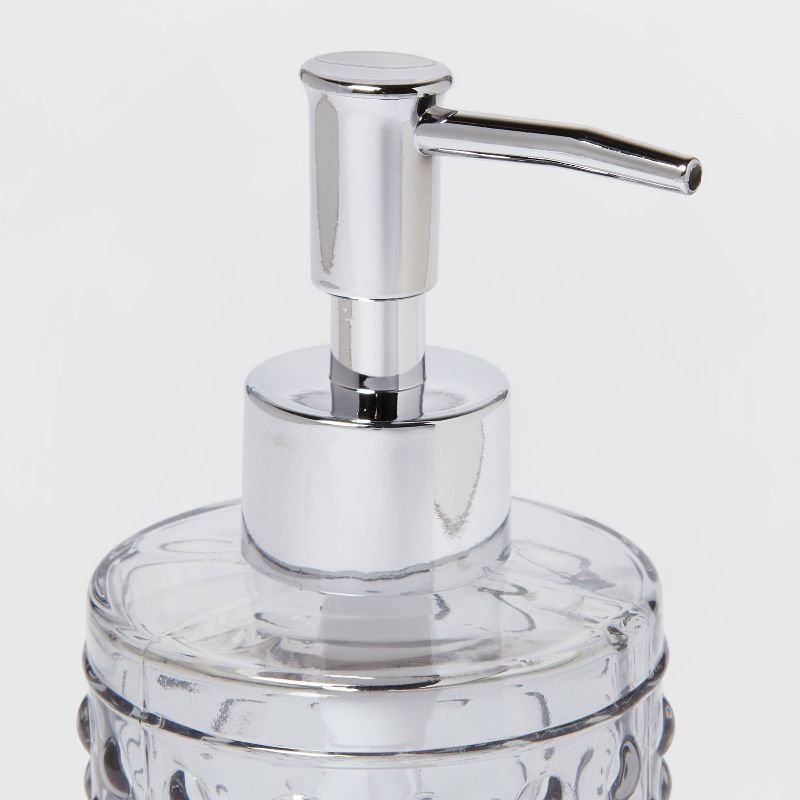 Hobnail Glass with Plastic Pump Soap/Lotion Dispenser Gray Tint - Threshold&#8482;, 4 of 7