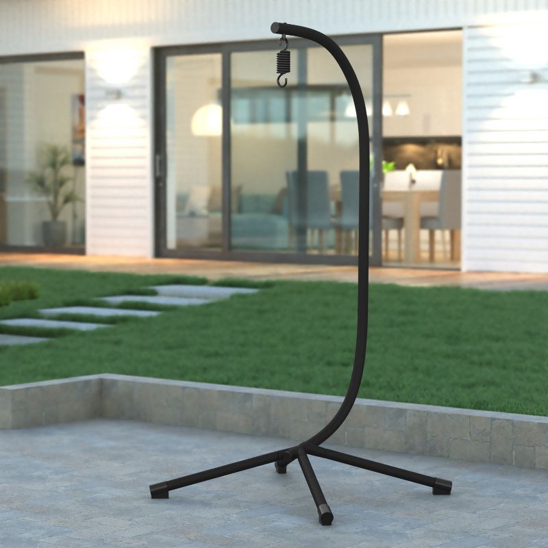Emma and Oliver Sturdy Powder Coated Steel C-Stand with Offset Base for Hanging Chairs - Black, 2 of 12