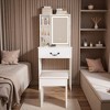 KTMBDW Small Makeup Vanity Desk with Mirror and Lights, Vanity Table Set with Storage Drawer, Chair and 3 Shelves for Bedroom, Dressing Room, White - 2 of 4