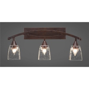 Toltec Lighting Bow 3 - Light Vanity in  Bronze with 4.5" Square Clear Bubble Shade - 1 of 1