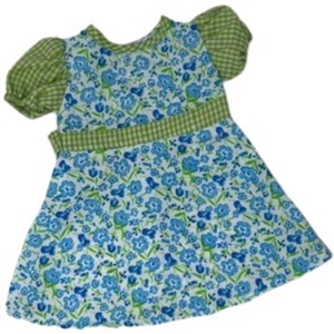 Doll Clothes Superstore Blue Flowers And Green Checks Compatible With 18 Inch Girl Like Our Generation American Girl My Life Dolls - 1 of 4
