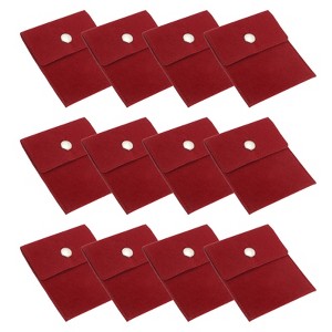 Unique Bargains Velvet Portable Earrings Bracelets Snap Button Jewelry Storage Bag 12 Pcs - 1 of 4