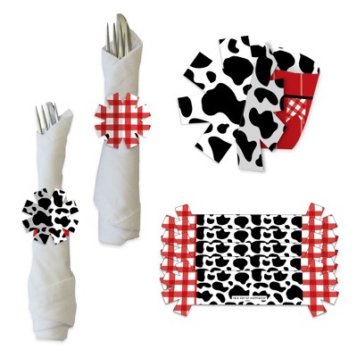 Big Dot of Happiness Farm Animals - Barnyard Baby Shower or Birthday Party Paper Napkin Holder - Napkin Rings - Set of 24