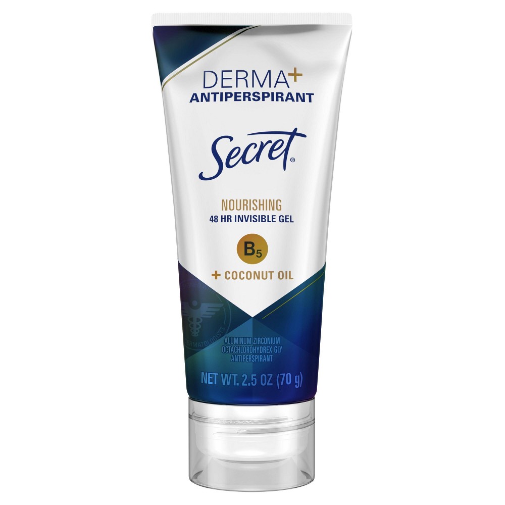 Secret Derma+ Antiperspirant Invisible Gel & Deodorant, Nourishing With Vitamin B5 + Coconut Oil, 48 Hr., 2.5 Ounce