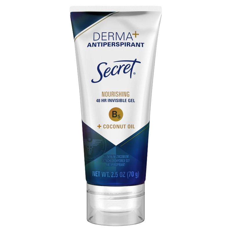 Secret Derma+ 48 Hr. Invisible Gel Antiperspirant and Deodorant - Vitamin B5 + Coconut Oil - 2.5oz, 1 of 6