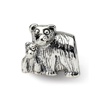 Black Bow Jewelry Sterling Silver Mama and Baby Bear Bead Charm