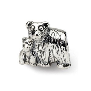 Black Bow Jewelry Sterling Silver Mama and Baby Bear Bead Charm - 1 of 3