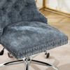 RISOKEYS Home Office Chair with Wheels & Silver Base,Cute Chenille Fabric with Tufted Back for Bedroom,Upholstered Adjustable Swivel Desk Chair. - 4 of 4