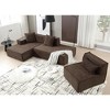 129.5'' Terrycloth L-Shaped Modular Sofa, Italian Minimalist Tofu Block Design, Left-Hand Facing, Free Installation with 2 Pillows - 4 of 4