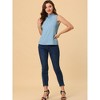 Allegra K Women's Sleeveless Frill Mock Neck Ruffle Chambray Blouse - 2 of 4