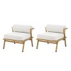 Set of 2 Iron Patio Club Chairs with Cushions,Outdoor Chair with Teak-Like Finish,Armless Garden Club Chair for Balcony-Cuddlewood - 2 of 4