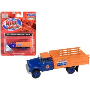 1955 Chevrolet Stakebed Truck "Union 76" Blue and Orange 1/87 (HO) Scale Model by Classic Metal Works - 1 of 3