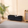 VYNXARIA 49.21" Wide Velvet Storage Soft Bench - Versatile Black Seating for Living Room & Entryway - 3 of 4