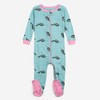 Leveret Girls Cotton Baby Footed Pajamas – 3 Pack – Forest & Sea Friends Sleepers - 4 of 4