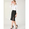 INSPIRE CHIC Women's Button Decor Elastic Waist Solid Color Skirt - 2 of 4