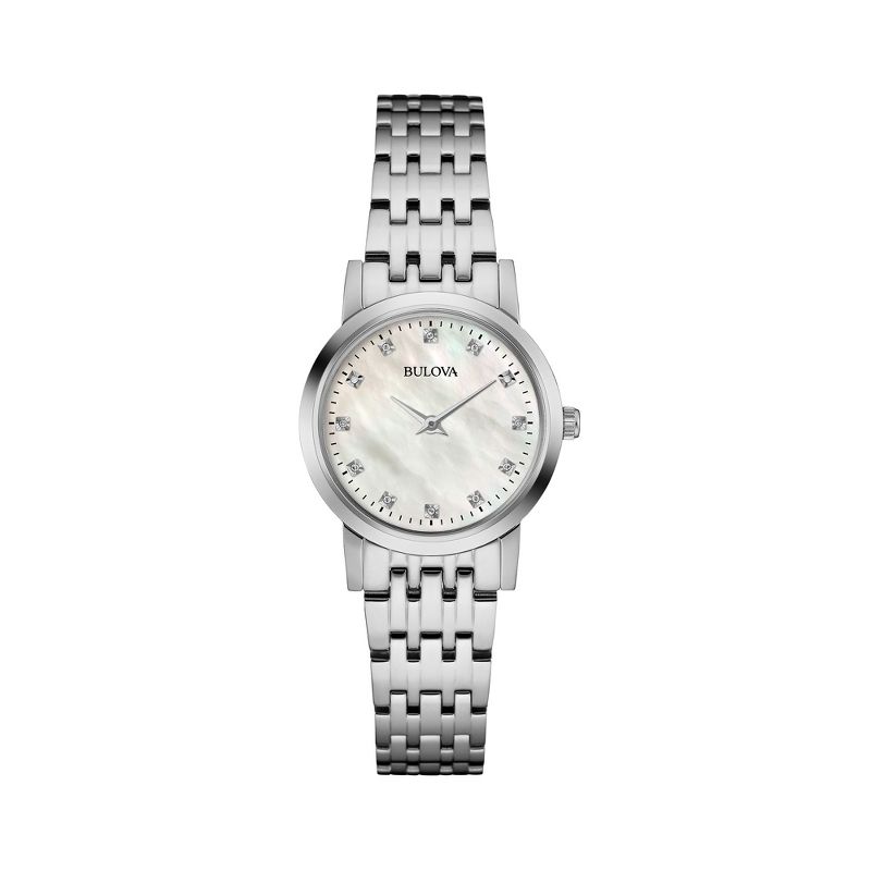 Bulova Ladies' Petite Classic Stainless Steel 2-Hand Quartz Watch, White Mother-of-Pearl, 27mm, 1 of 5