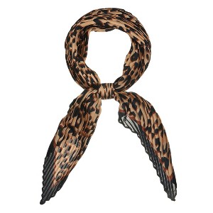 Allegra K Women's Leopard Print Pleated Rhombus Neck Scarves Neckerchief - 1 of 4