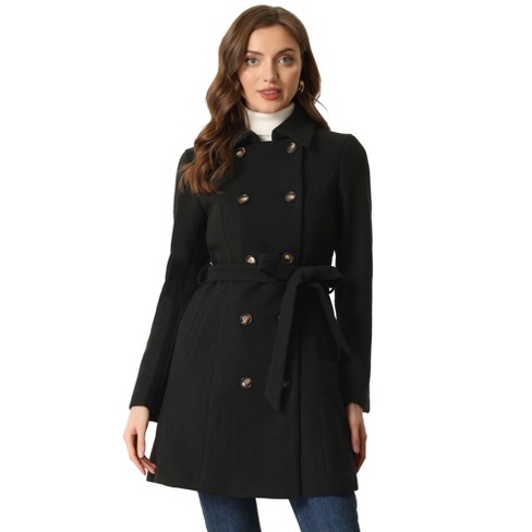 Double Breasted Women's Coat, Women's Black Coats