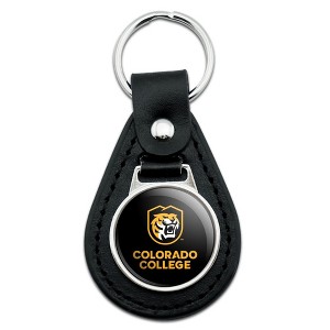 Colorado College Tigers Logo Black Leather Keychain - 1 of 4