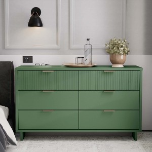 GDFStudio Biljon 55" Modern Glam Double Wide Dresser with 6 Drawers - 1 of 4