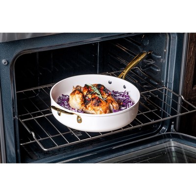 Cream 5.5 Qt Nonstick Ceramic Jumbo Cooker with Gold Handles