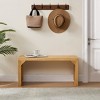 Gulches 48 in Natural Rectangular Pine Console Table with Tempered Glass Top Dining Bench Set - 4 of 4