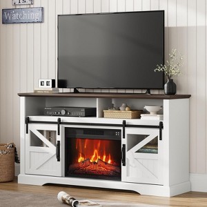 Electric Fireplace TV Stand for 65TV,Farmhouse Entertainment Center with Storage Cabinets,Modern Media Console Table with Sliding Barn Doors - 1 of 4