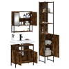 vidaXL 3-Piece Smoked Oak Bathroom Furniture Set – Engineered Wood Cabinets and Wall-Mounted Mirror, Powder-Coated Steel Accents, Moisture Resistant - 4 of 4