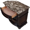 Gulches 1pc Traditional Nightstand with Marble Top, Three Drawers, Antiqued Hardware & Intricate Moldings, Solid Wood - 4 of 4