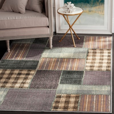 Light Blue Rectangular Viscose Patchwork Area Rug 8' x 10'