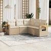 vidaXL 5 Piece Patio Sofa Set with Cushions Beige Poly Rattan - Beige and Cream Without Table - 2 of 4