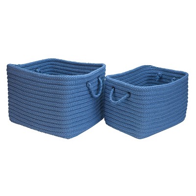 Colonial Mills Modern Farmhouse Braided Mudroom Basket, 12"x10"x8", Dusk Blue