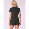 INSPIRE CHIC Women's Waffle Knit V-neck Short Sleeve Top with Shorts Tracksuit Lounge Set with Pockets - 4 of 4